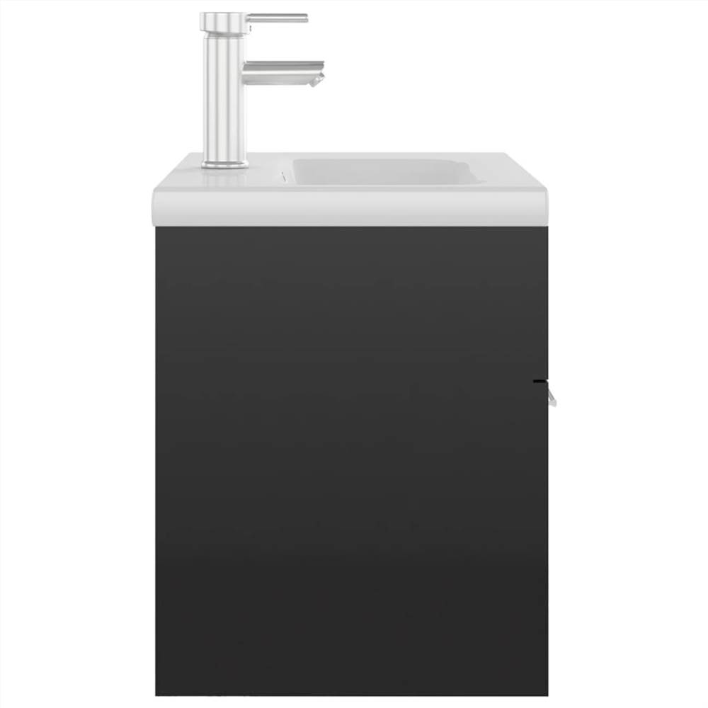 Sink with Builtin Basin High Gloss Black Chipboard