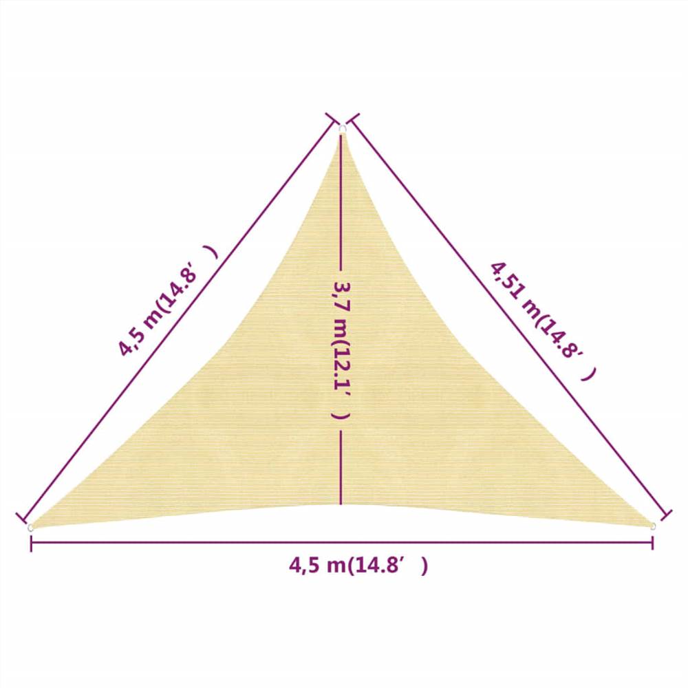Sunshade Sail 160 g/m² Beige 4.5x4.5x4.5 m HDPE