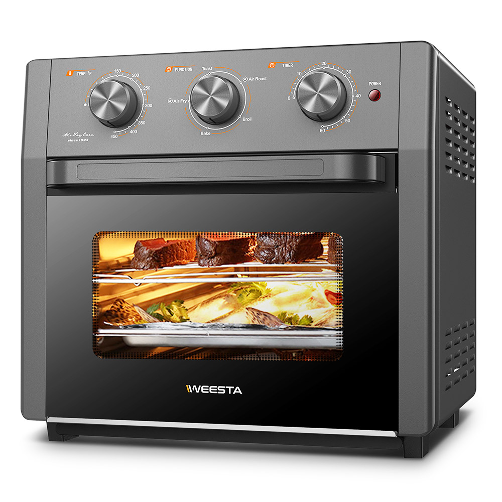 WEESTA W1132KCV18WL Air Fryer Toaster Oven Combo, Convection Oven Countertop, Classic Mechanical Knob Control Panel - Grey