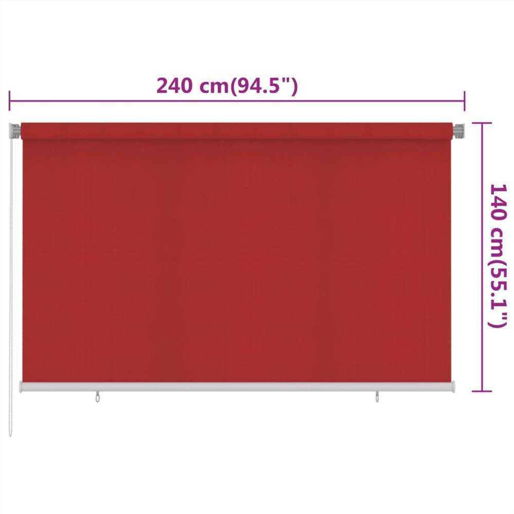 Outdoor Roller Blind 240 x 140 cm Red HDPE