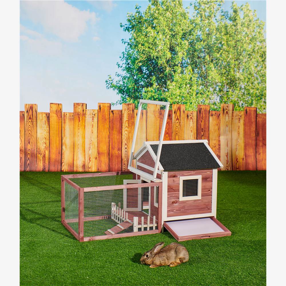 Wooden Rabbit Chicken Bunny Hutch Cage White Picket Fence