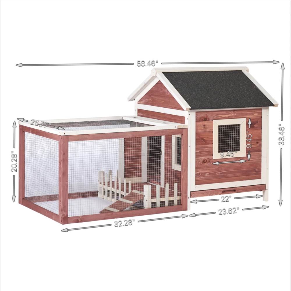 Wooden Rabbit Chicken Bunny Hutch Cage White Picket Fence