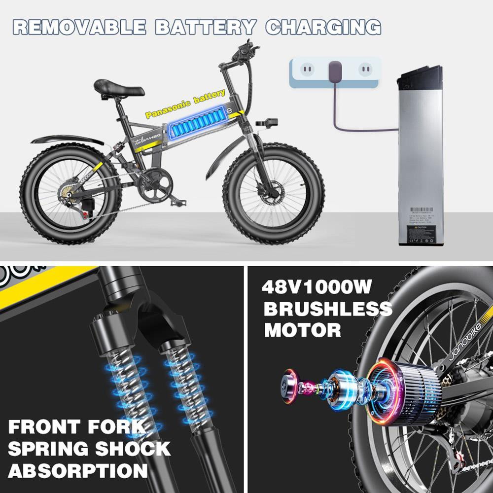 JANOBIKE H20 Electric Bicycle 48V 1000W Motor 9.6Ah Battery