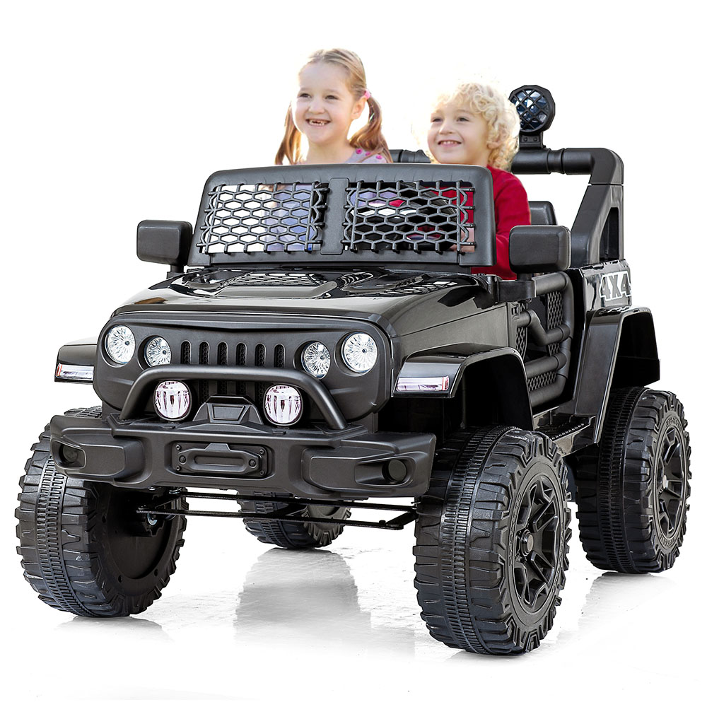 

Children's Electric Ride On Car with 2 Seats 12V 2.4 Ghz Remote Control 2 Speed Soft Start Horn Front Light - Black