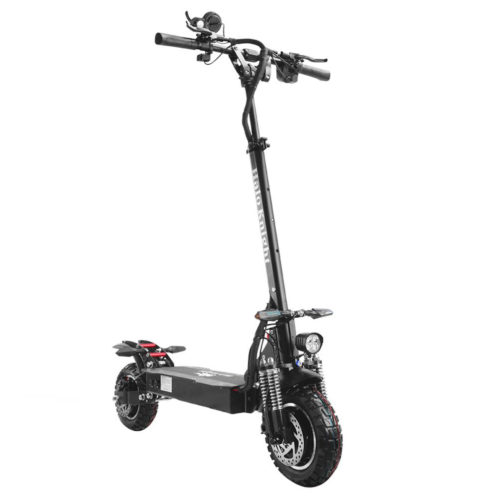 

Halo Knight T104 Off Road Electric Scooter 10 Inch Pneumatic Off Road Tire 2*1000W Motor 52V 28.8Ah Battery 60km Range 65km/h Max Speed 150kg Load, Black