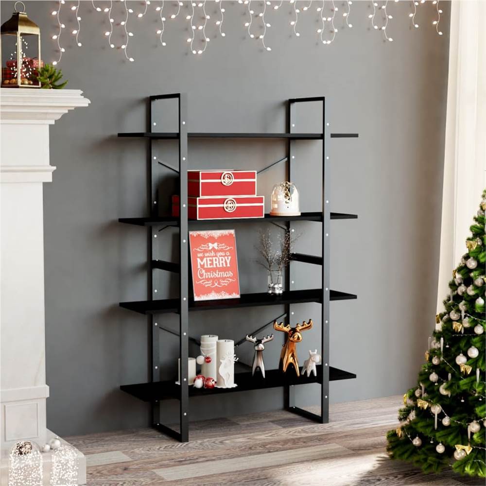 4-Tier Book Cabinet Black 100x30x140 cm Solid Pine Wood