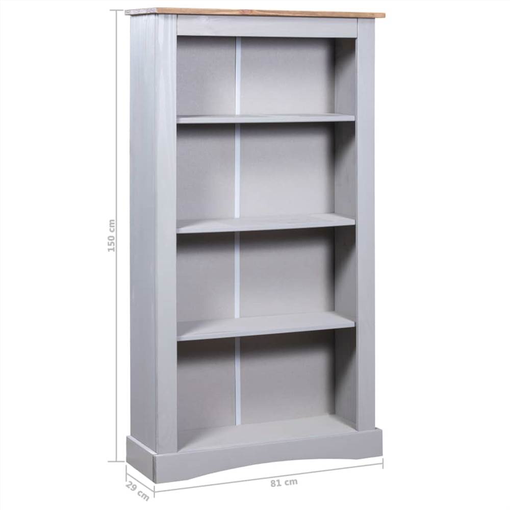 4-Tier Bookcase Mexican Pine Corona Range Grey 81x29x150 cm