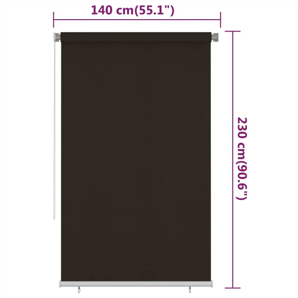 Outdoor Roller Blind 140x230 cm Brown HDPE
