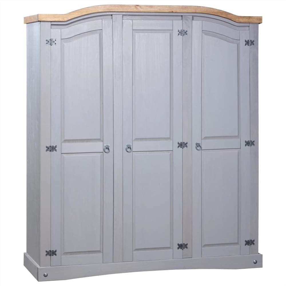 

Wardrobe Mexican Pine Corona Range 3 Doors Grey