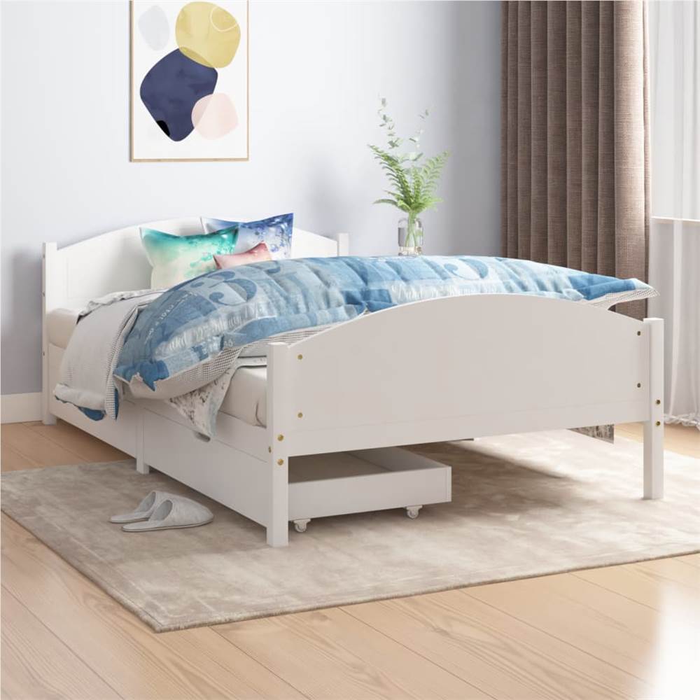 

Bed Frame with 2 Drawers Dark Grey Solid Wood Pine 120x200 cm Small Double