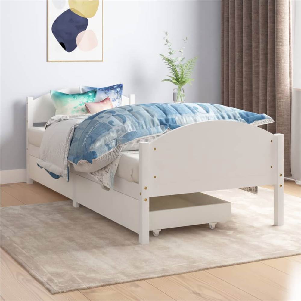 

Bed Frame with 2 Drawers Dark Grey Solid Wood Pine 90x200 cm Single