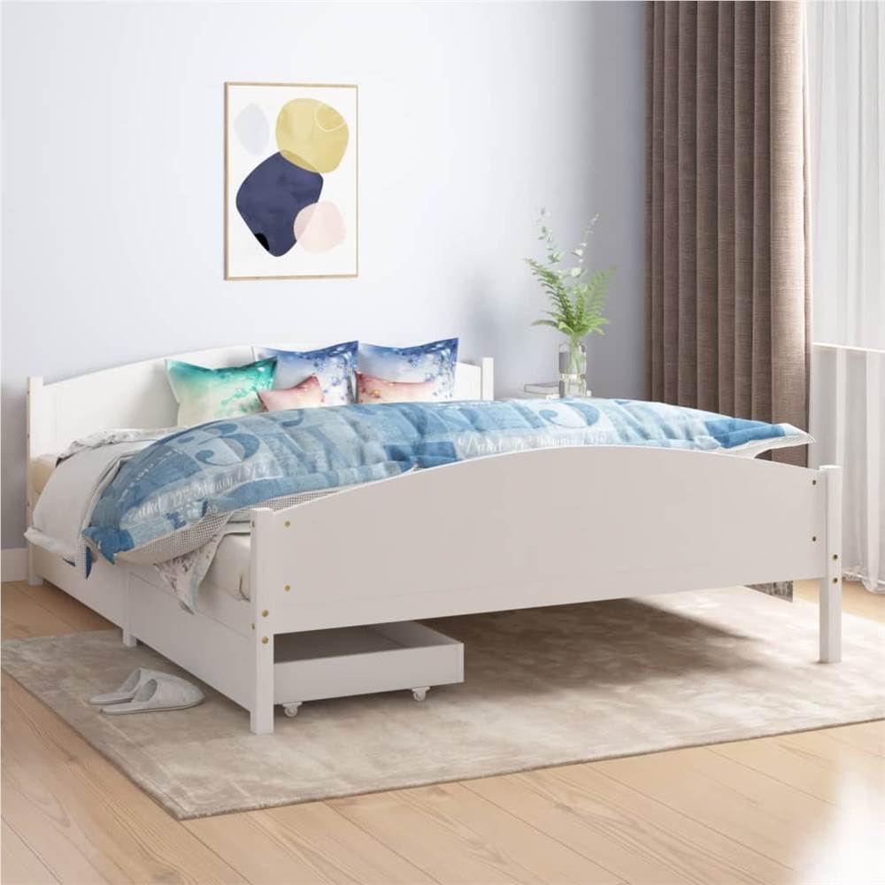

Bed Frame with 4 Drawers Dark Grey Solid Wood Pine 140x200 cm Double