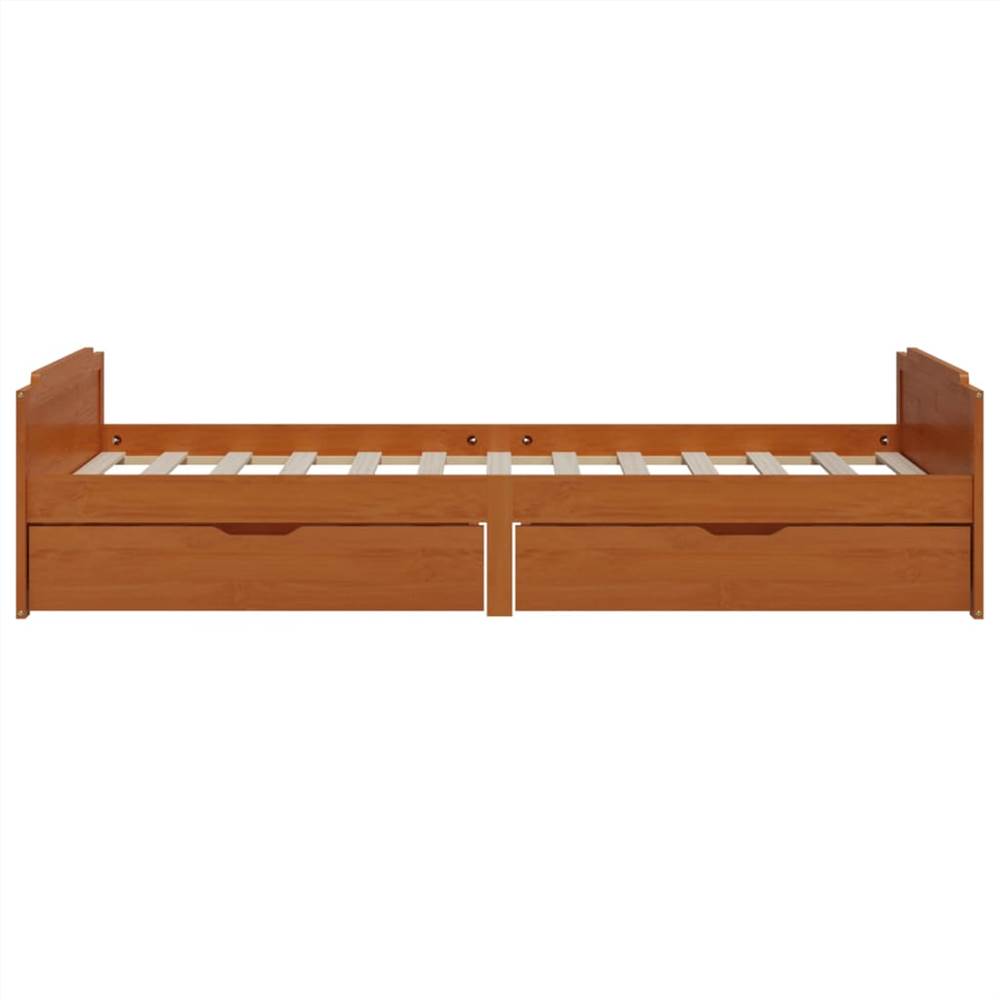 Bed Frame with Drawers Honey Brown Solid Wood Pine 90x200 cm Single
