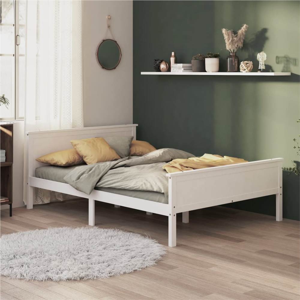 

Bed Frame White Solid Wood Pine 160x200 cm King Size