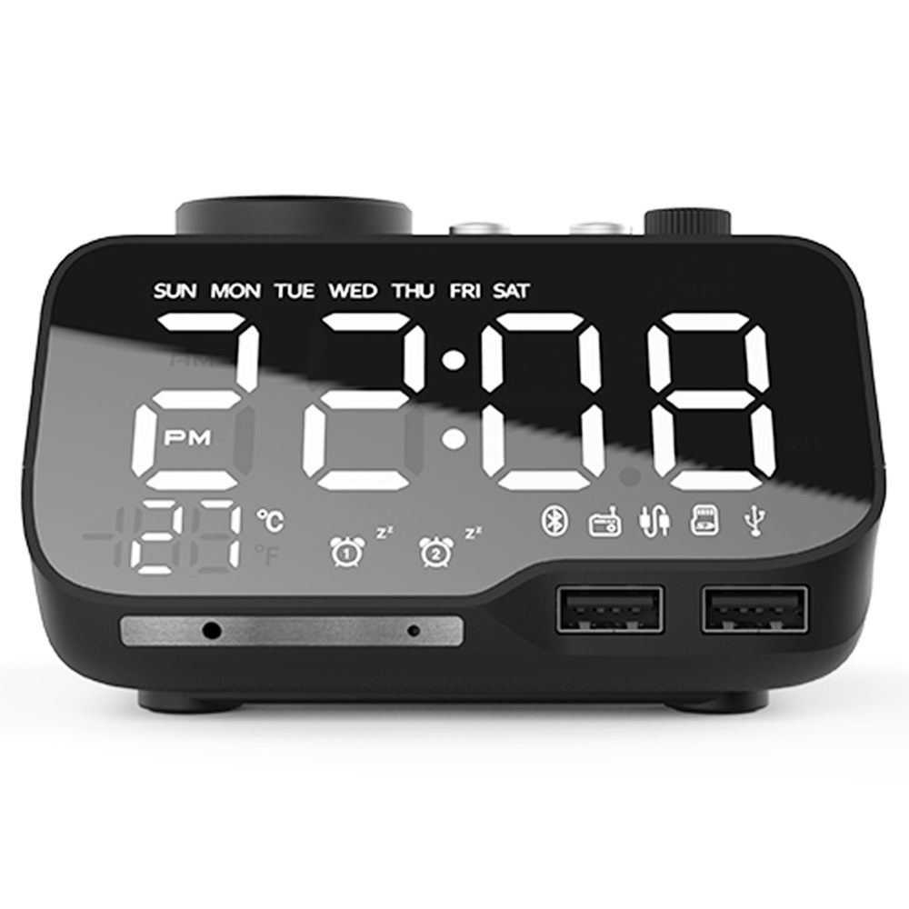 GREEN TIME M9電子目覚まし時計スピーカー、多機能ベッドサイドラジオ、デスクトップ充電Bluetoothオーディオ-EUプラグ