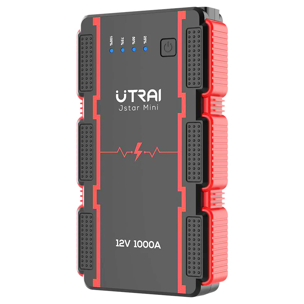 UTRAI Jstar Mini 13000mAh 1000Aジャンプスターター、デュアルUSB出力パワーバンク、明るいLED懐中電灯、より安全なバッテリークランプ