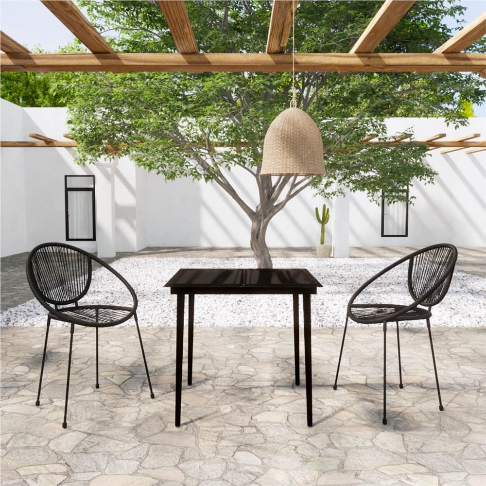 

3 Piece Garden Dining Set Black
