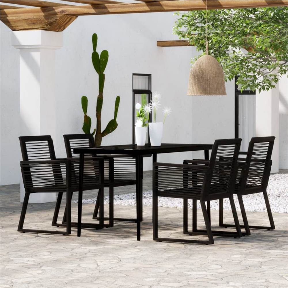

5 Piece Garden Dining Set Black
