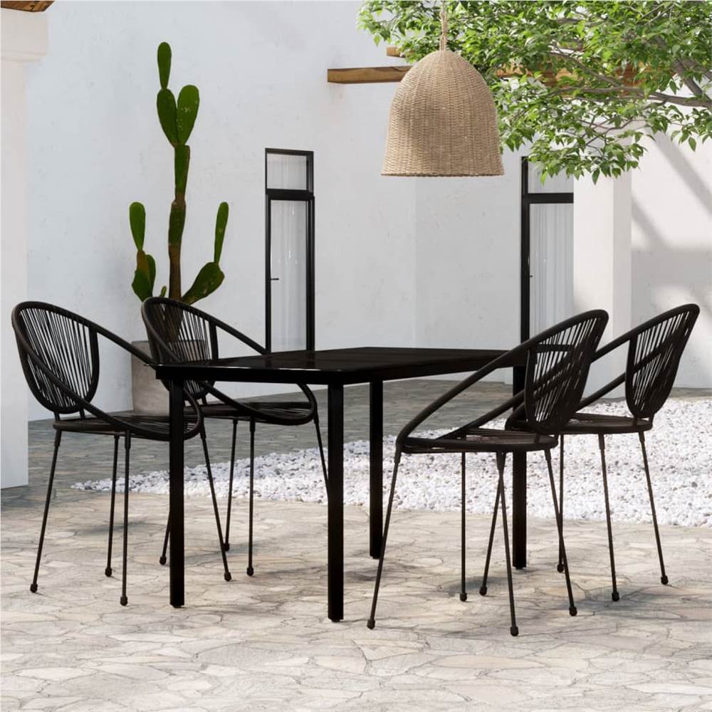 

5 Piece Garden Dining Set Black