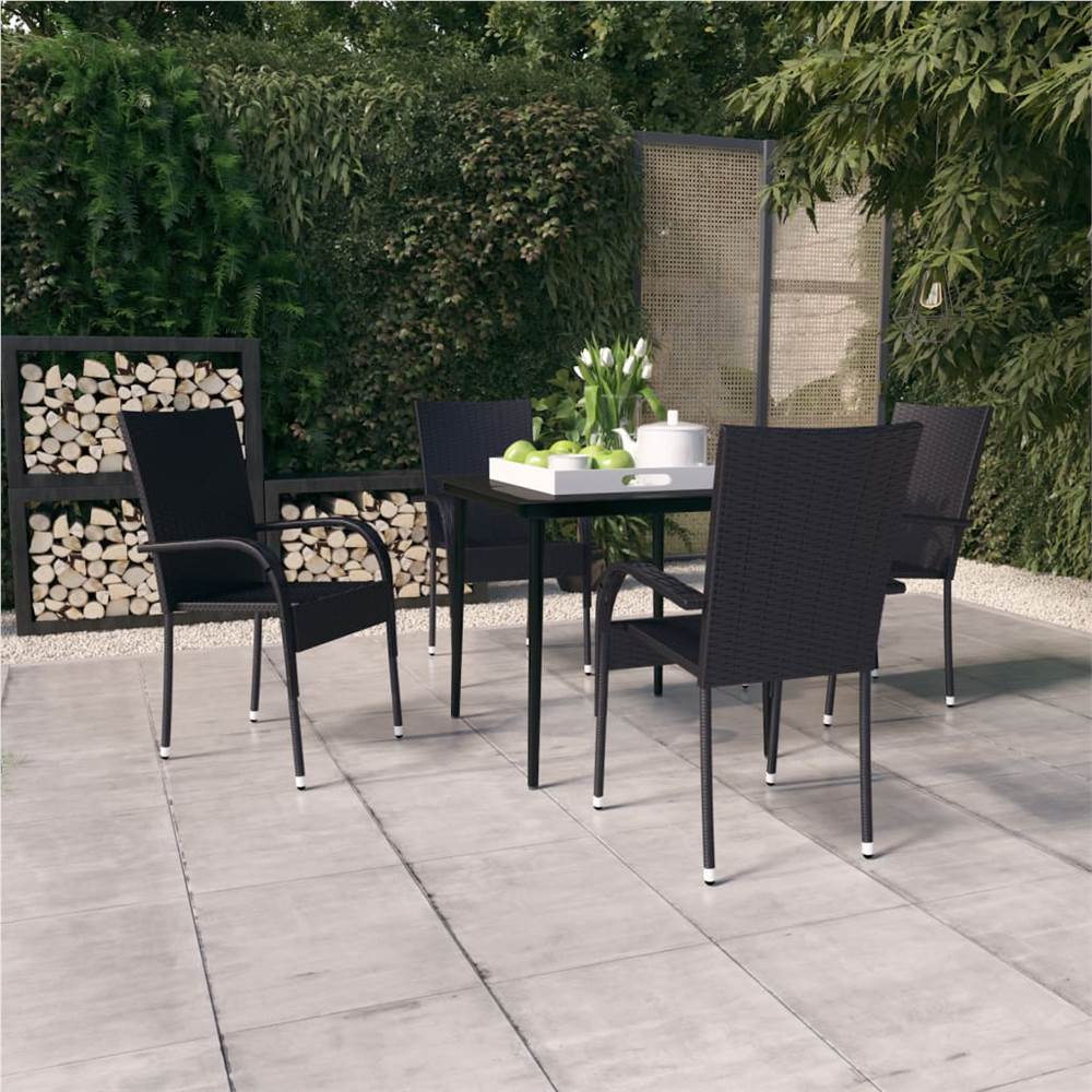 

5 Piece Garden Dining Set Black