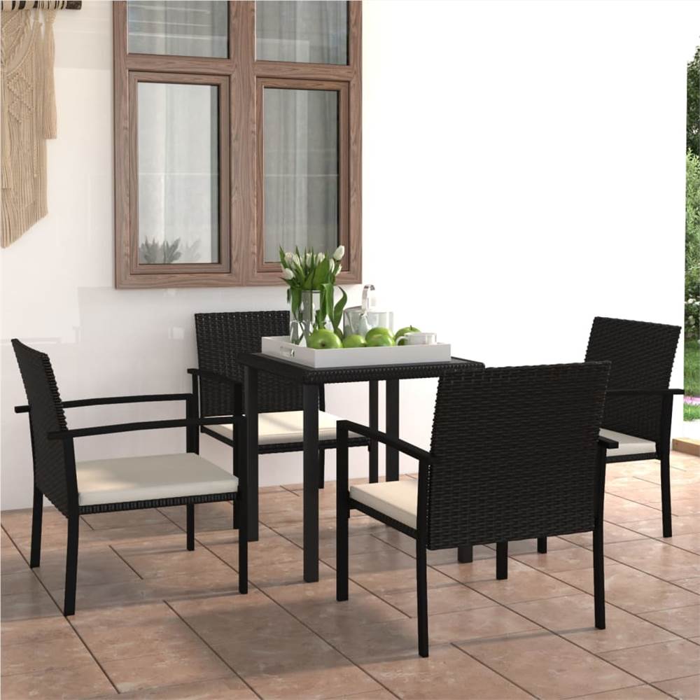 

5 Piece Outdoor Dining Set Poly Rattan Black
