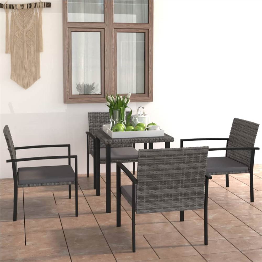 

5 Piece Outdoor Dining Set Poly Rattan Grey