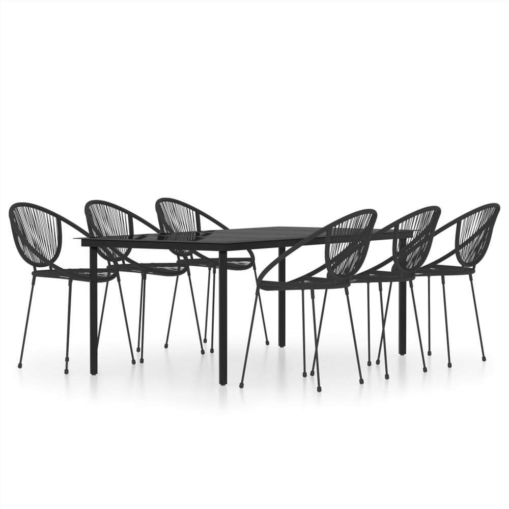 7 Piece Garden Dining Set Black