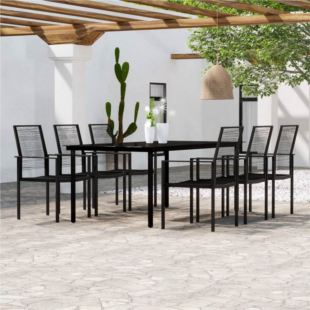 

7 Piece Garden Dining Set Black