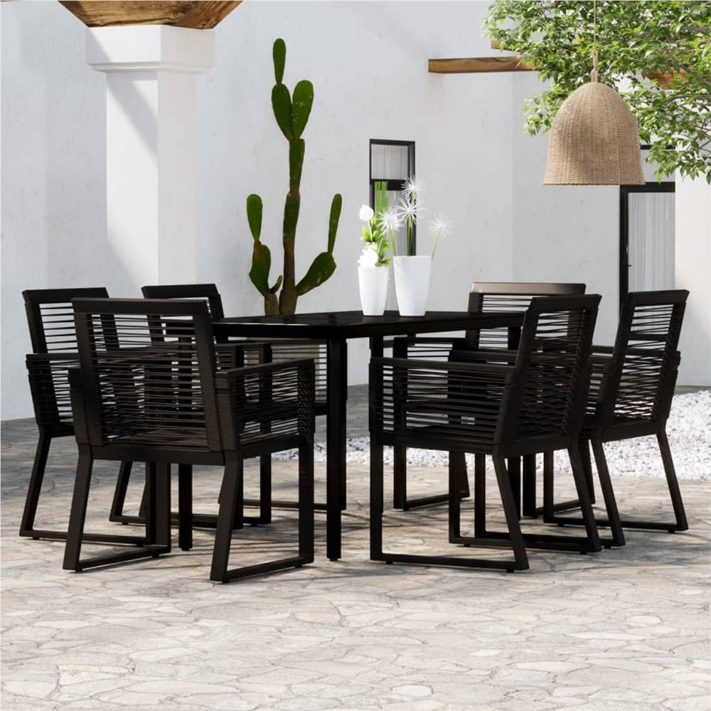 

7 Piece Garden Dining Set Black
