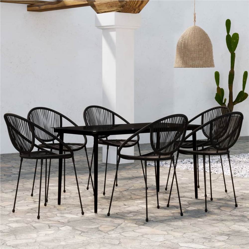 

7 Piece Garden Dining Set Black