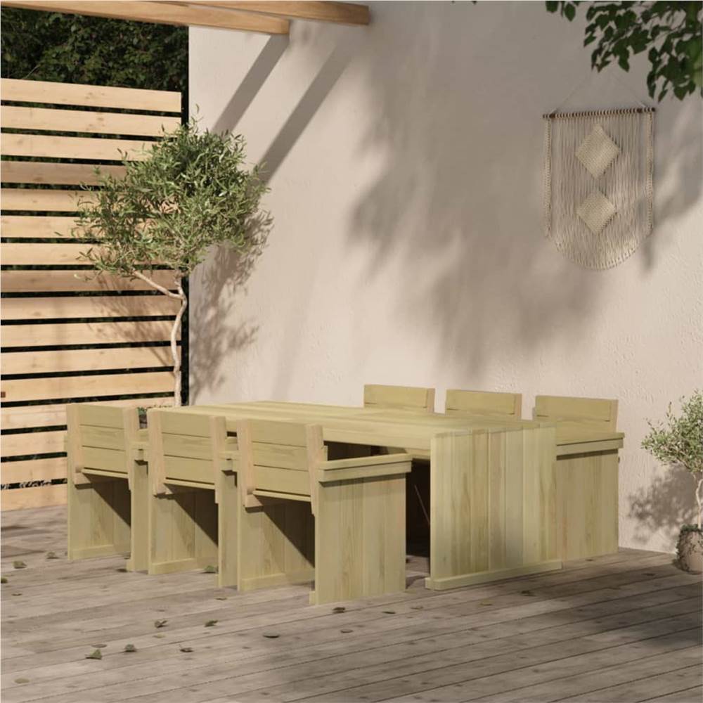 

7 Piece Garden Dining Set Impregnated Pinewood