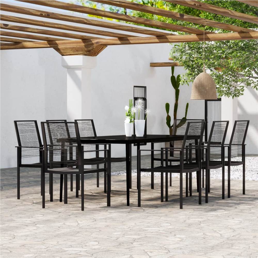 

9 Piece Garden Dining Set Black