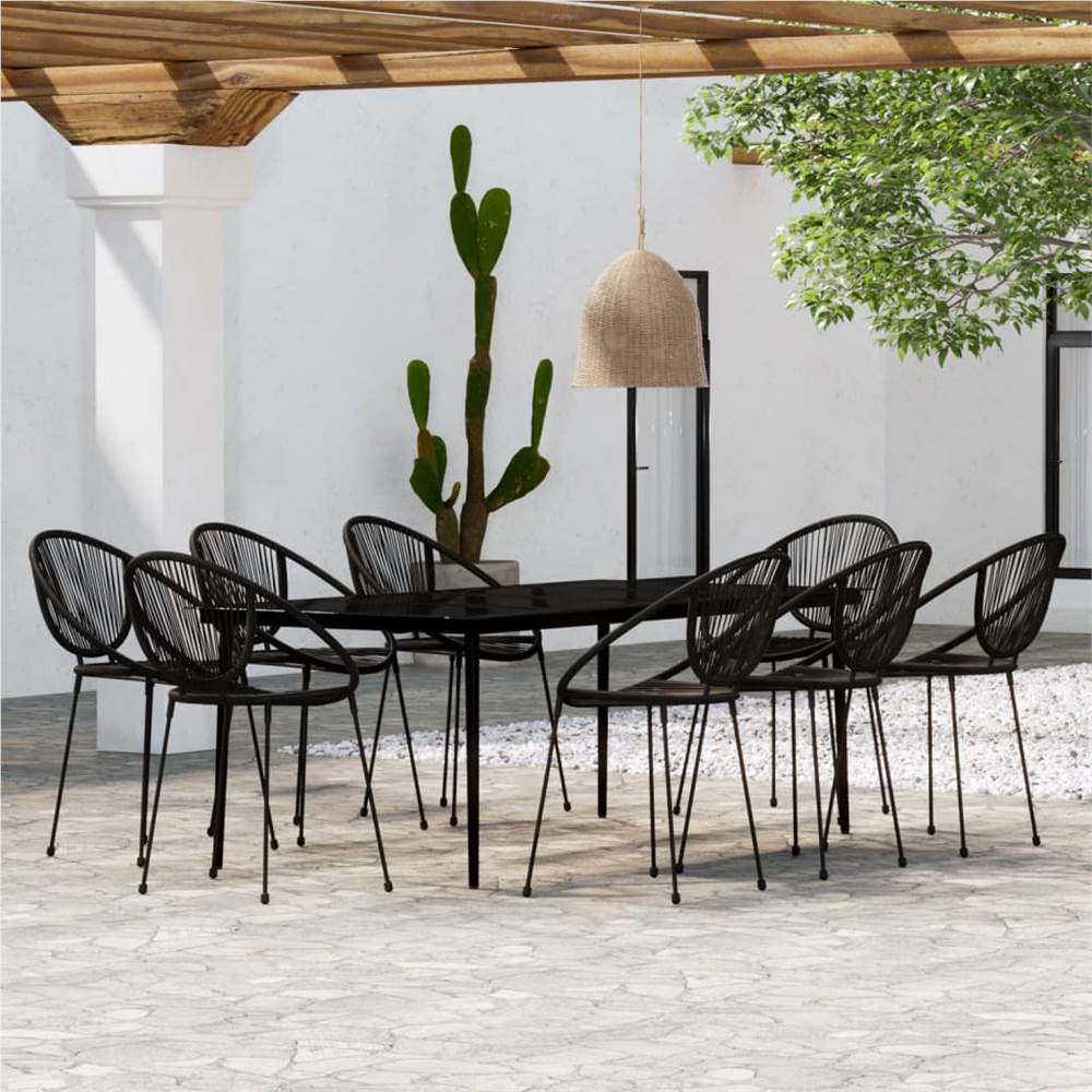 

9 Piece Garden Dining Set Black