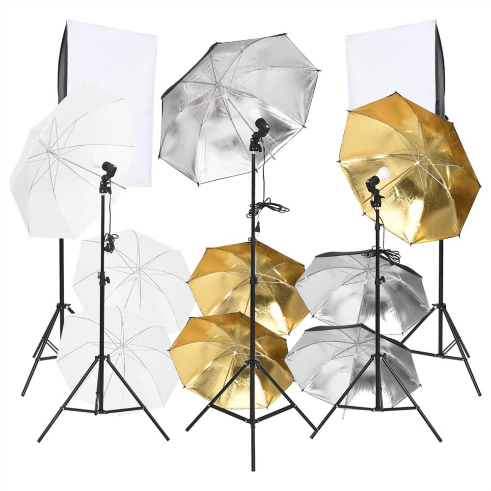 Kit per studio fotografico da 9 pezzi con set di illuminazione e softbox