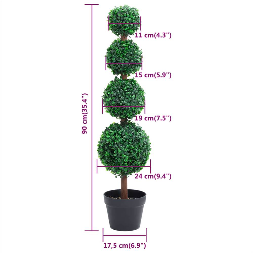Artificial Boxwood Plant with Pot Ball Shaped Green 90 cm