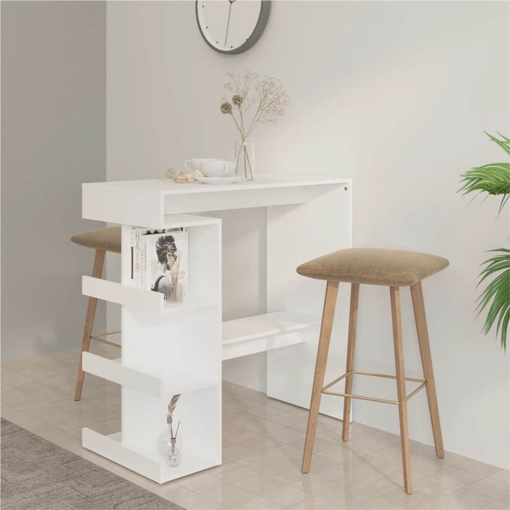 

Bar Table with Storage Rack White 100x50x101.5 cm Chipboard