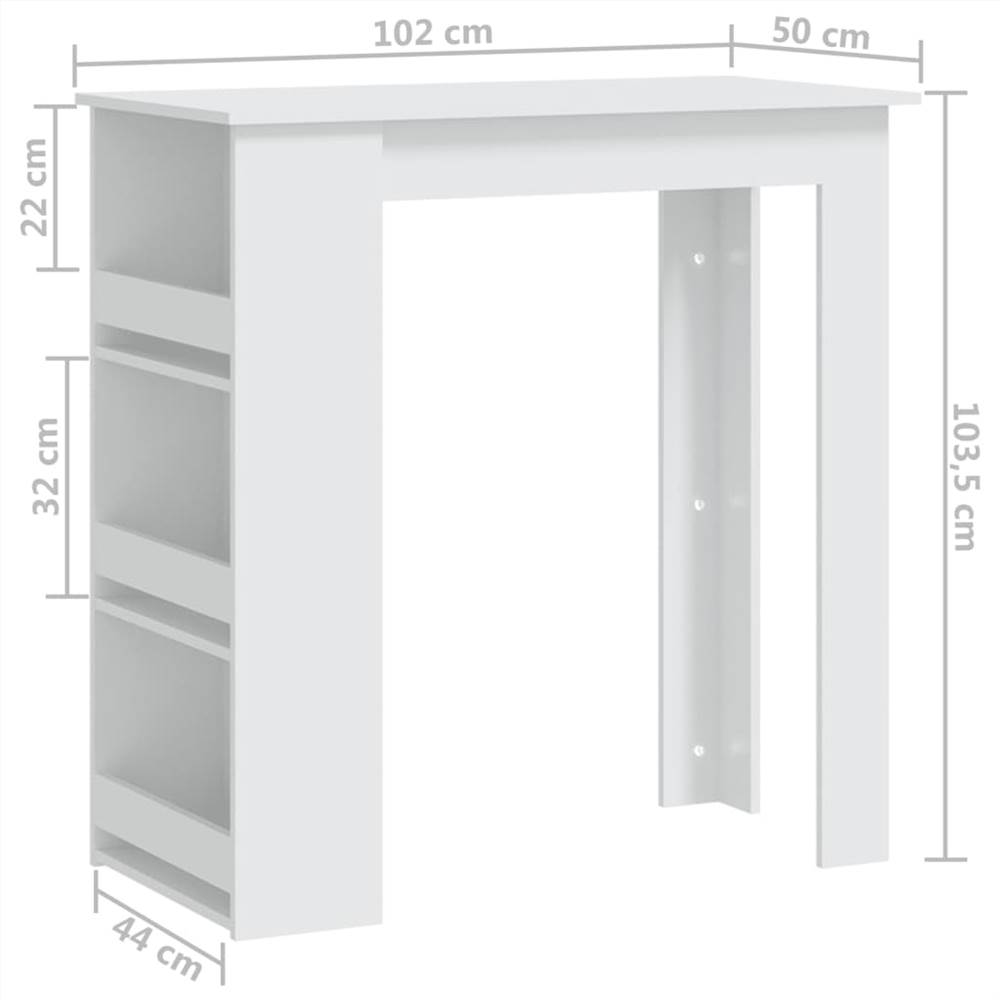 Bar Table with Storage Rack White 102x50x103.5 cm Chipboard