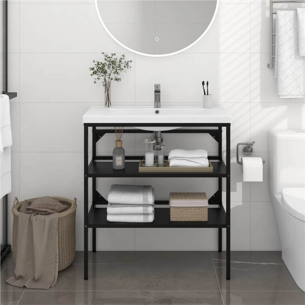 

Bathroom Washbasin Frame Black 79x38x83 cm Iron