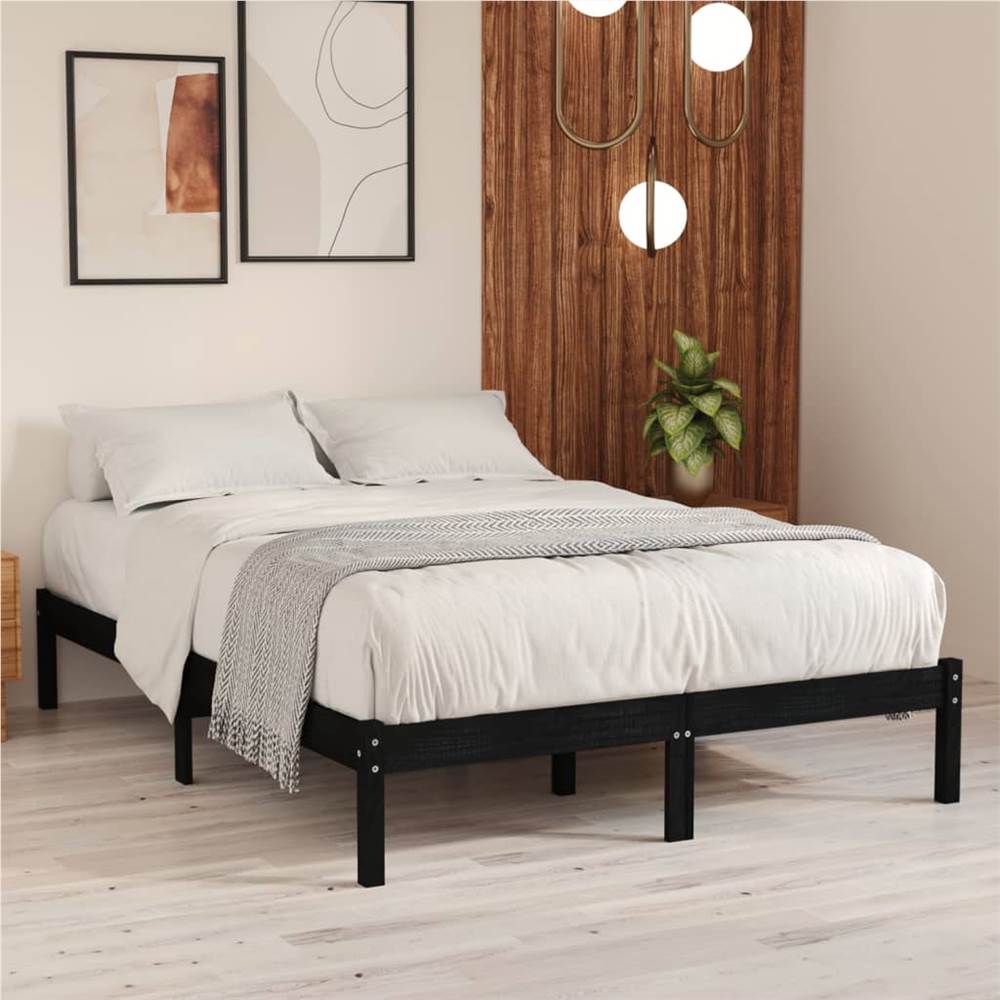 

Bed Frame Black Solid Pinewood 120x200 cm