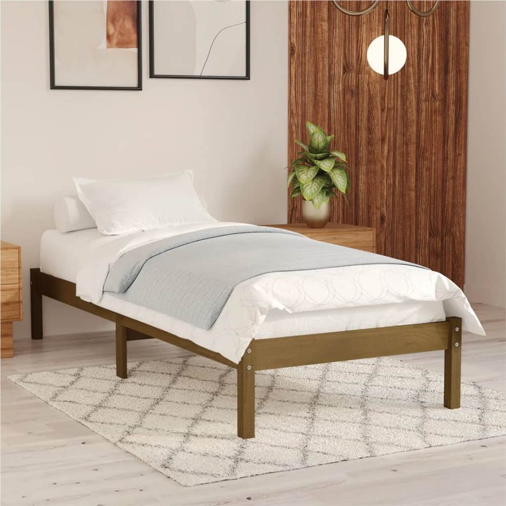 

Bed Frame Honey Brown Solid Pinewood 90x200 cm