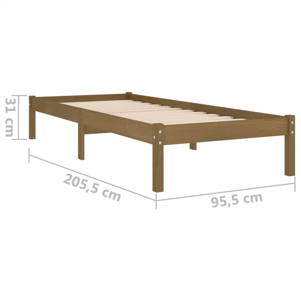 Bed Frame Honey Brown Solid Pinewood 90x200 cm