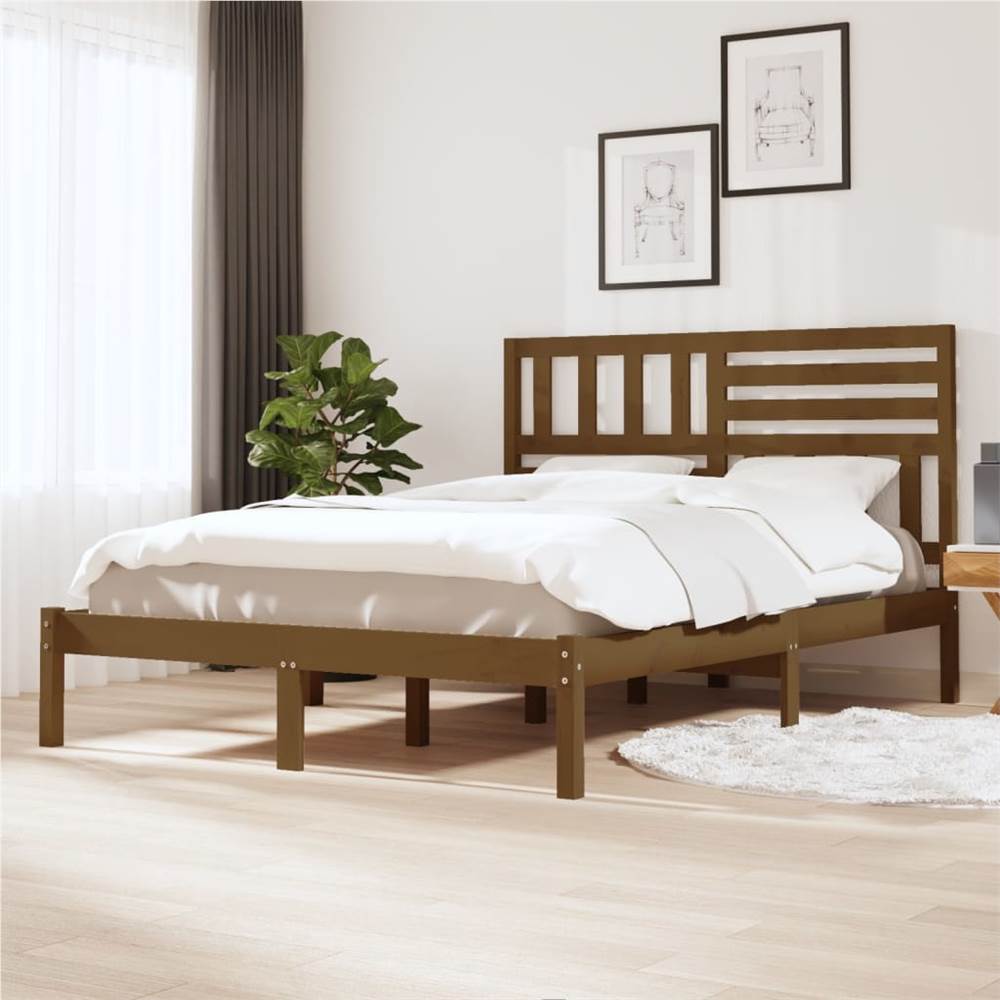 

Bed Frame Honey Brown Solid Wood Pine 160x200 cm King Size