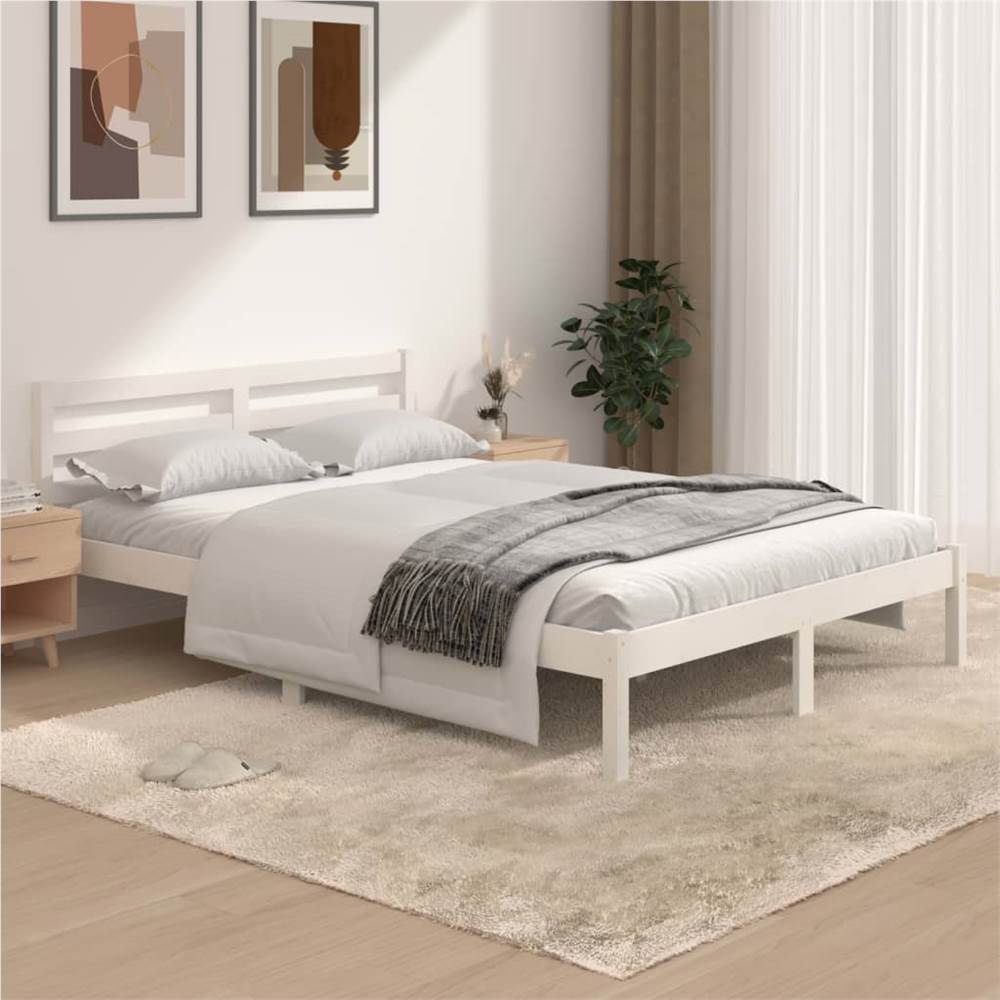 

Bed Frame Solid Wood Pine 135x190 cm White 4FT6 Double