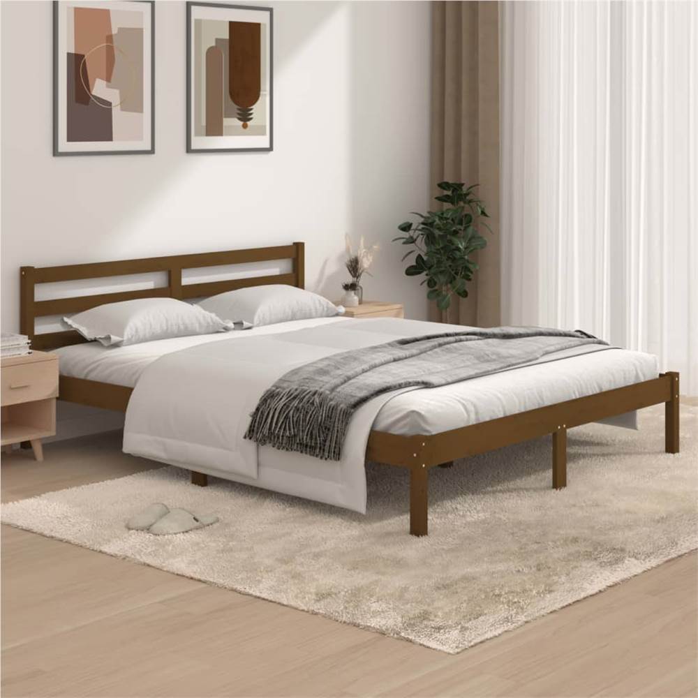 

Bed Frame Solid Wood Pine 160x200 cm Honey Brown 5FT King Size