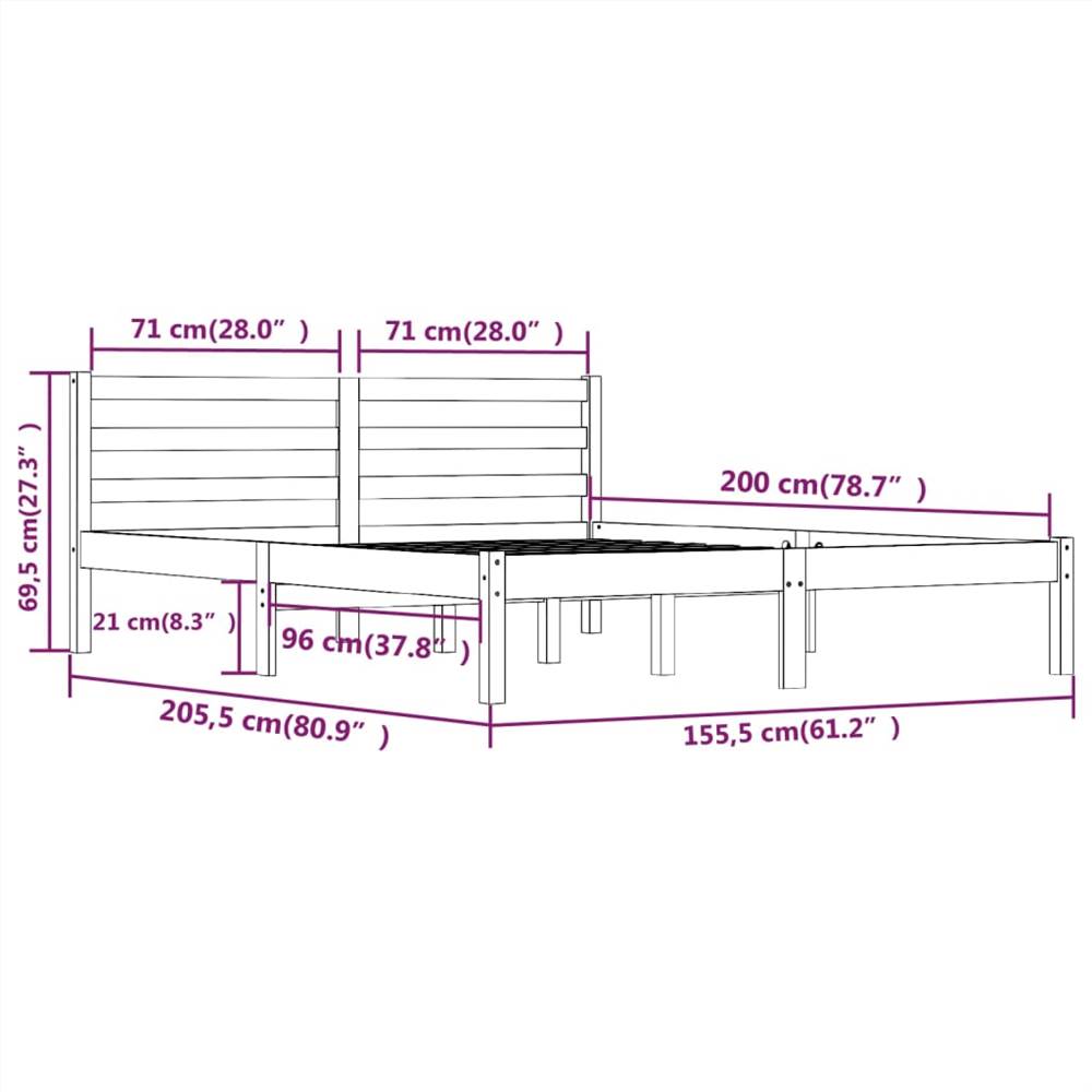 Bed Frame Solid Wood Pine 160x200 cm Honey Brown 5FT King Size