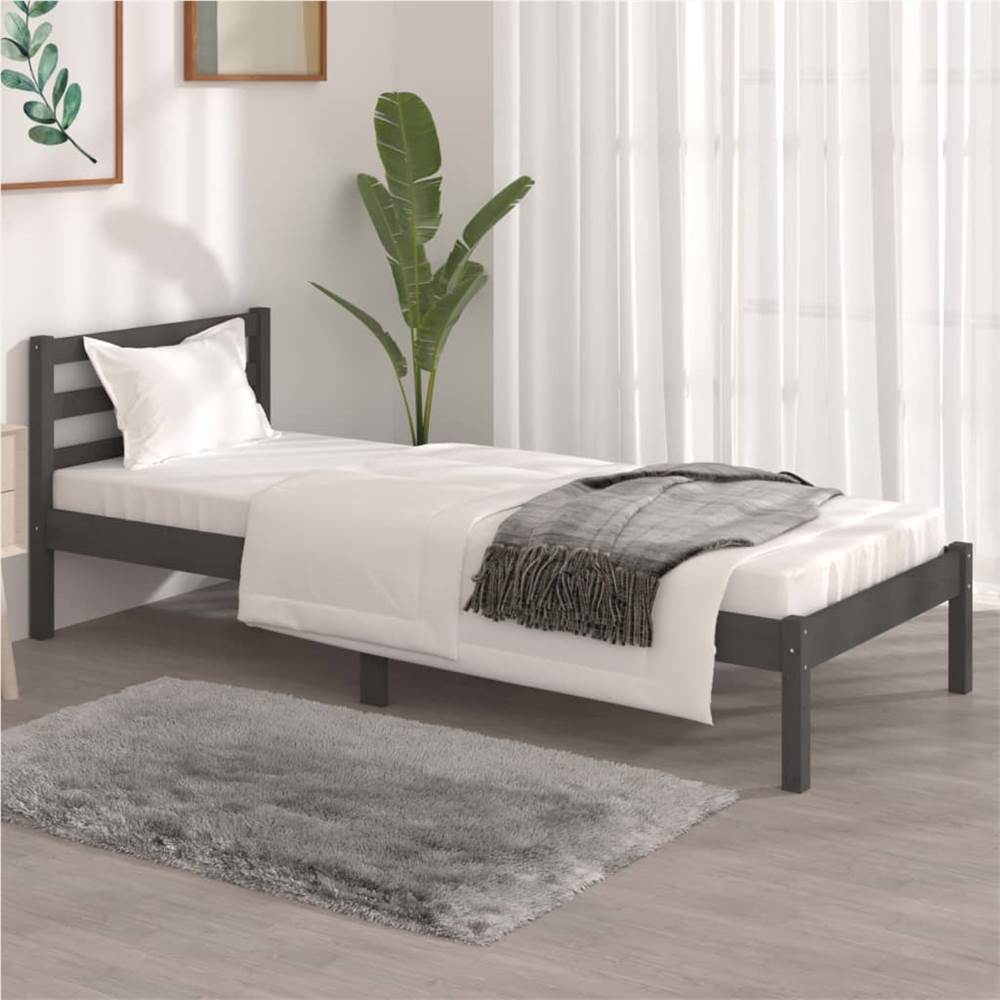 

Bed Frame Solid Wood Pine 75x190 cm Grey 2FT6 Small Single