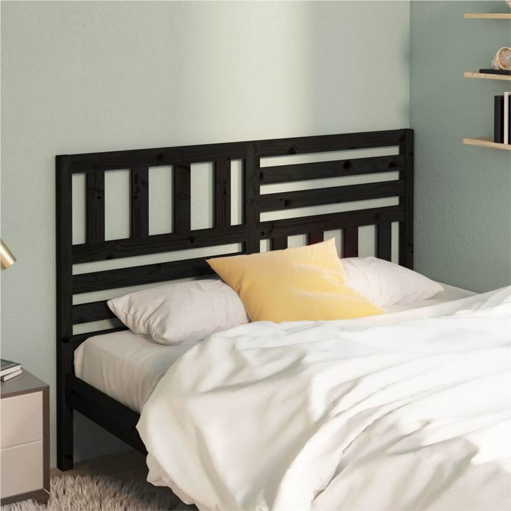 

Bed Headboard Black 126x4x100 cm Solid Wood Pine