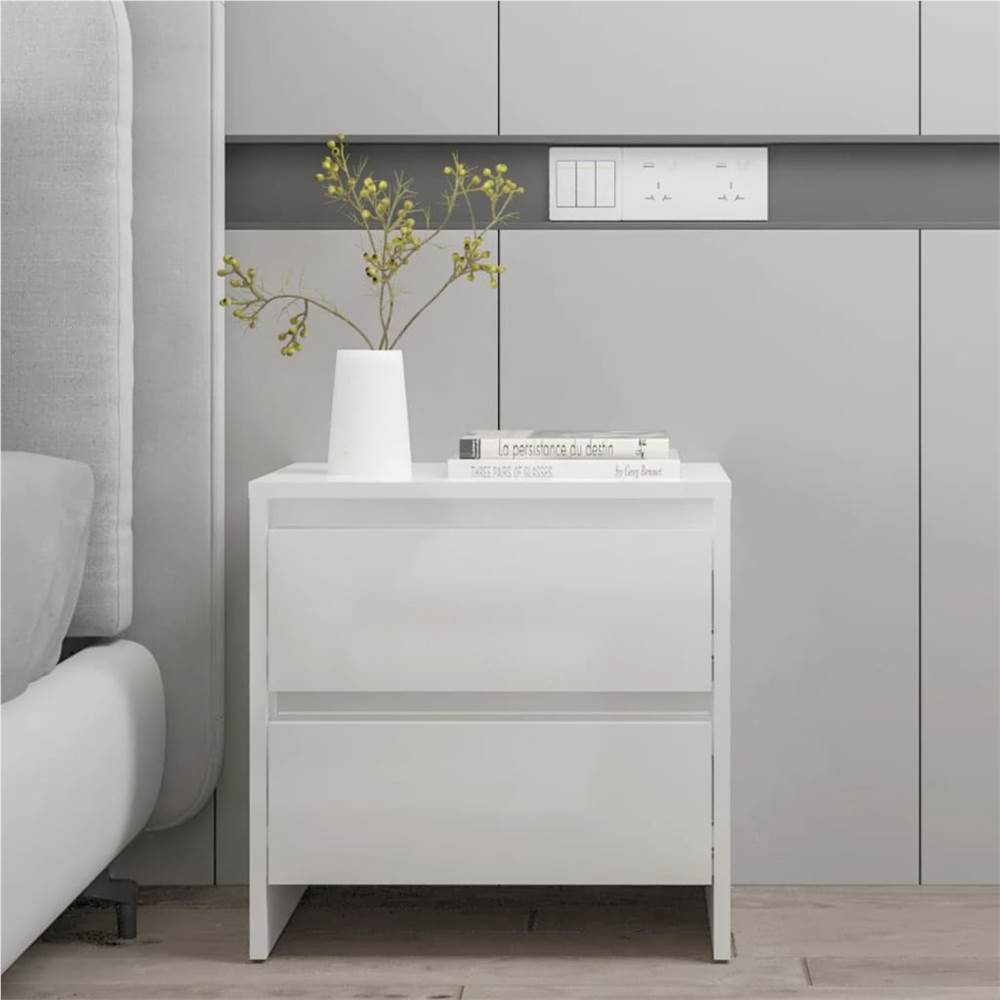 Bedside Cabinet High Gloss White 45x34.5x44.5 cm Chipboard
