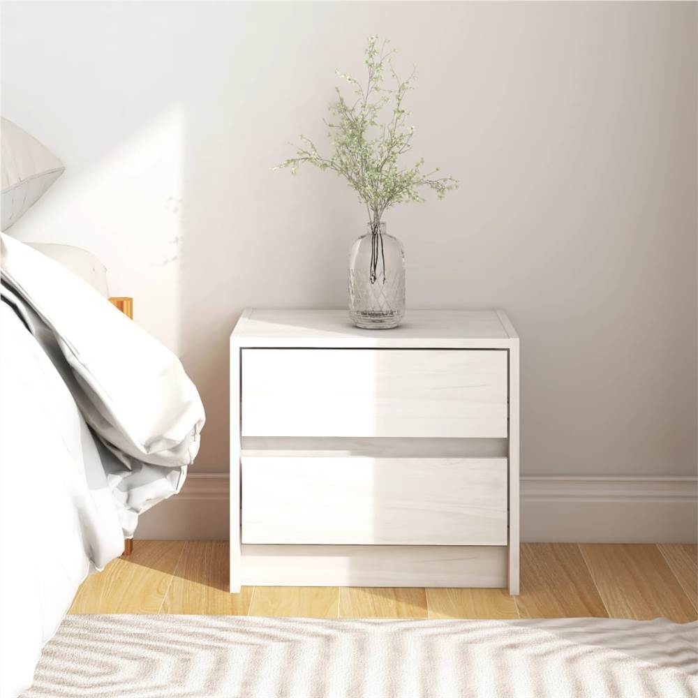 

Bedside Cabinet White 40x30.5x35.5 cm Solid Pine Wood