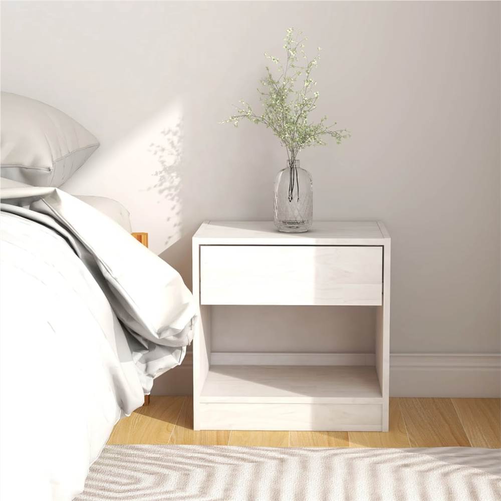 

Bedside Cabinet White 40x31x40 cm Solid Pinewood